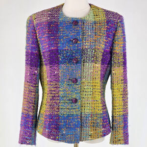 Parisian Chic Herbert Grossman Tweed Bouclé Jacket Women’s 12 Multi USA Chanel